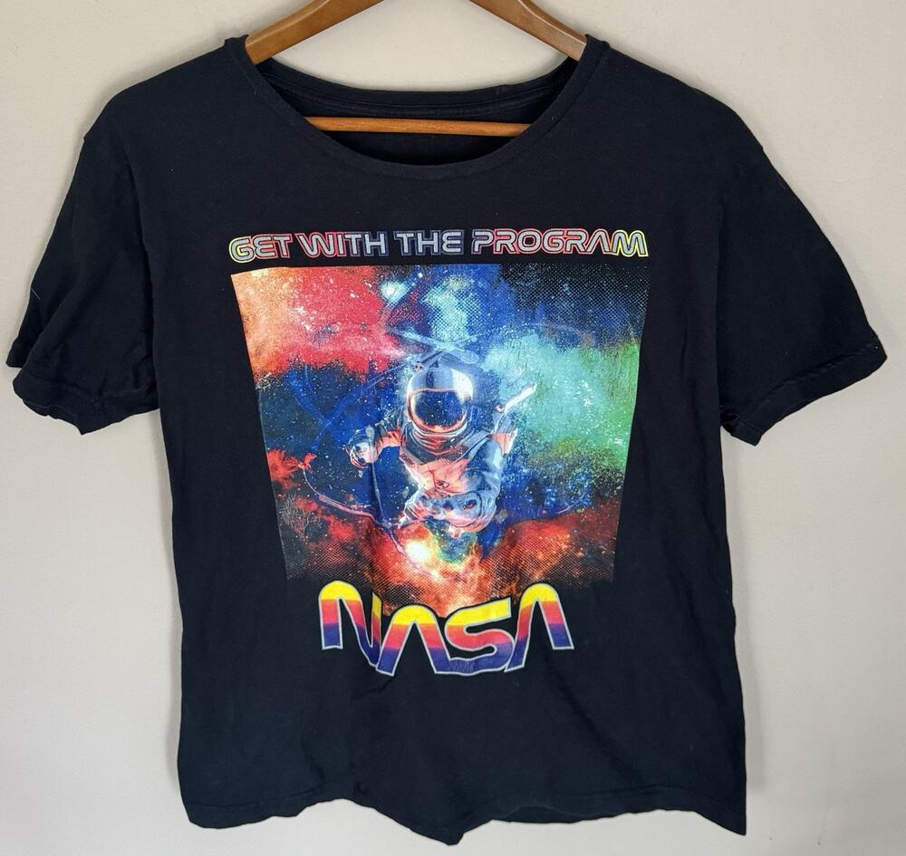NASA Get With The Program T Shirt XL Black